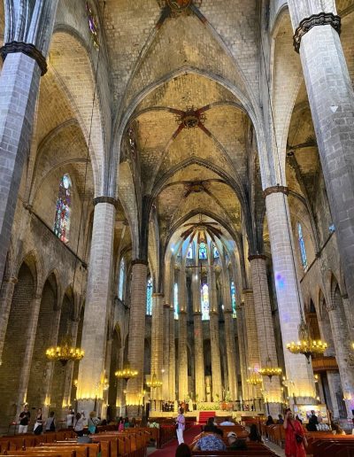 Barcelona's Gothic Quarter - interior of the Basilica de Santa Maria del Mar