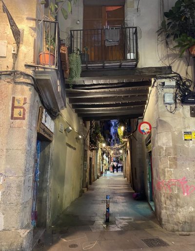 Barcelona's Gothic Quarter - alleyway at night